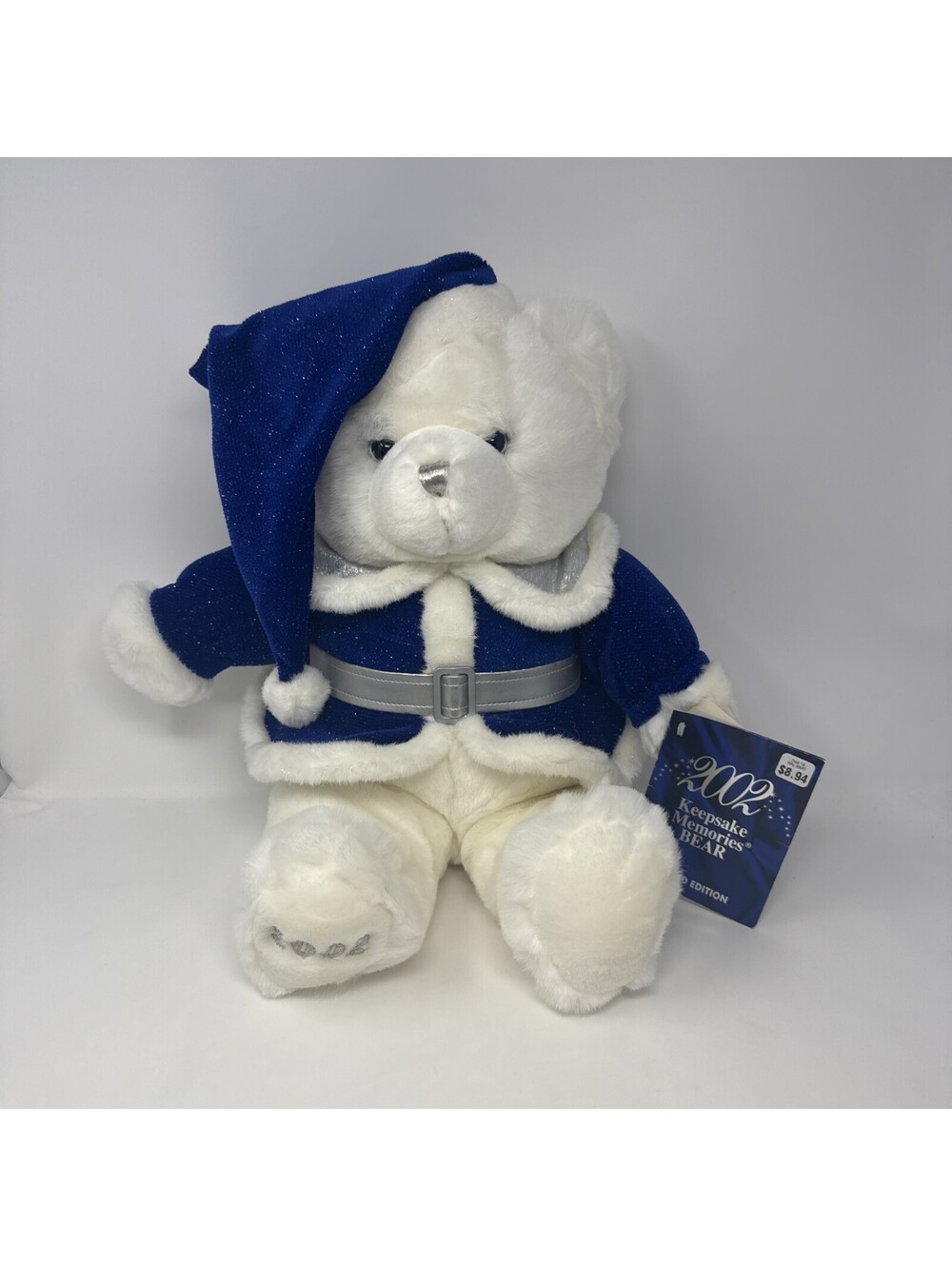 Holiday Keepsake White Teddy Bear in Blue Limit Ed. Dan Dee 2002 Christmas 21"